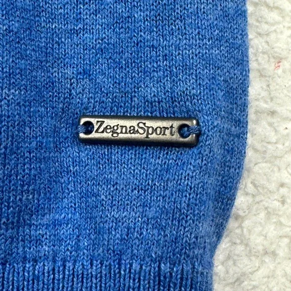 Zegna Sport Blue Cotton Cashmere Crewneck Sweater Men's Size Large (44)